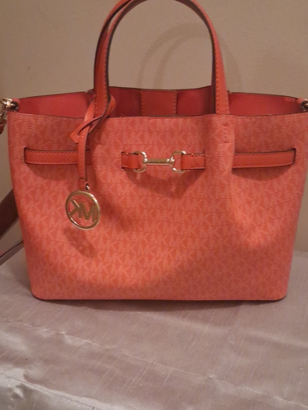 Michael Kors Orange Tote Bag with Signature Charm